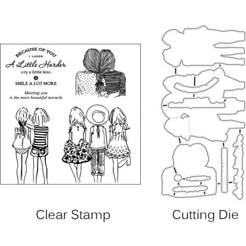 AZSG YCCD-334 Girls Friendship Cutting Dies Clear Stamps For DIY Scrapbooking/photo Album Decorative Silicone Craft Chapte