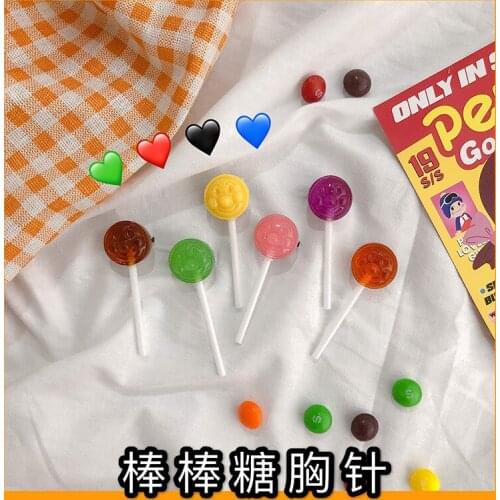 Cute Rainbow Simulated Lollipop Brooches Candy Costume Backpack Lapel Pin Woman Girl Jewelry kids Gifts Clothes Bag Brooches