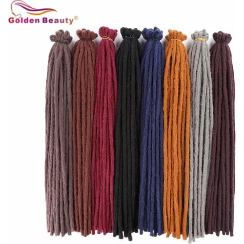 GoldenBeauty DreadLock Synthetic Hair High Temperature Fiber Red Black Blue Lignt Brown Grey Long Straight Soft Dreadlocs