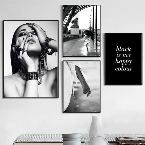 Nordic Style Black White Painting Scandinavian Street View Canvas Poster Motivation Quote Wall Art Print Decoration Picture