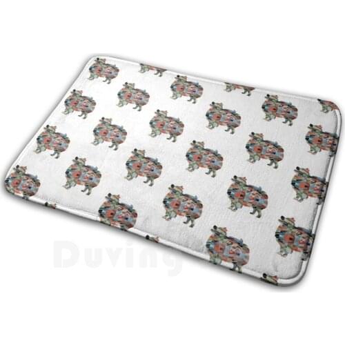 Pomeranian Dog Breed Silhouette Geometric Pattern In Plaid Carpet Mat Rug Cushion Soft Non - Slip Dog Breed Collection