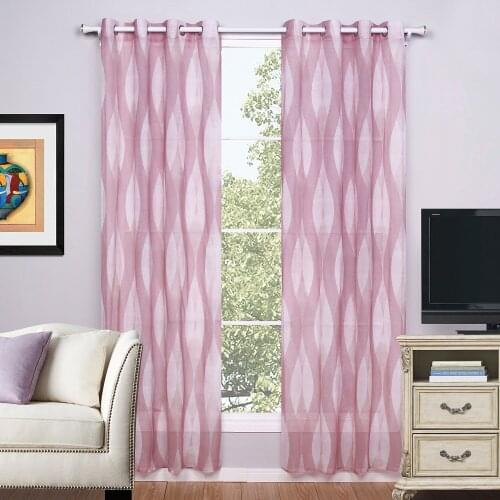 Modern Style Machine Washable Pink Gauze Curtain Finished Thin Window Screening For Living Room Bedroom Curtains TJ1998