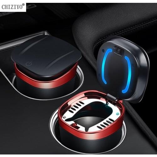 Advanced Car Ashtray With LED Light Ashtray Automatic Smoking Washable Cigarette Holder Retardant Flame Trash Can Car Interior