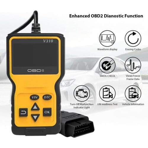 V310 OBDII 16 Pin 9V - 16V Multi-languages Hand-held Universally Automobile Diagnostic Scanner Support Clear the Fault Code