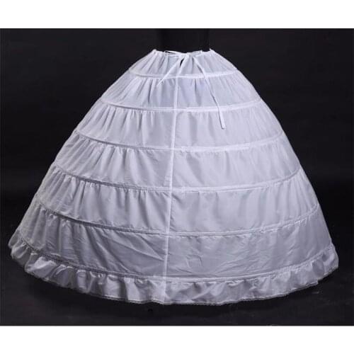 High Quality White 6 Hoops Petticoat Crinoline Slip Underskirt For Wedding Dress Bridal Gown