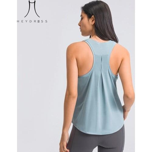 Heydress Women Second Skin Feel Anti-sweat Sport Workout Tank Tops Plain Sleeveless Shirts BARE Racerback Fitness Gym Sport Vest