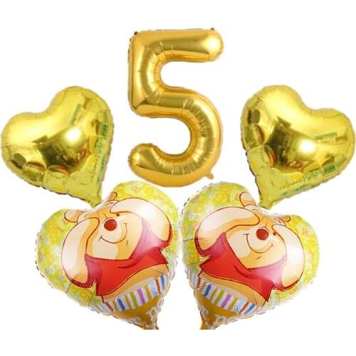 1Set Disney Winnie the Pooh Cartoon Theme Aluminum Foil Number Balloons Birthday Wedding Party Decorations Supplies Baby Shower