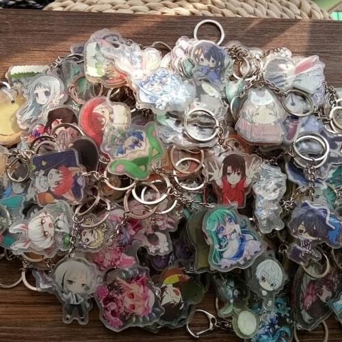 10pcs/set Mixed Styles Many Anime Touken Ranbu Online Eromanga Sensei Bungo Stray Dogs Umaru Saber doubleside Print Keychain