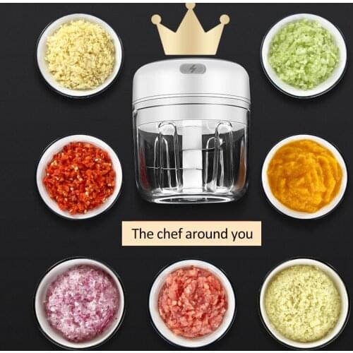 100/250ml Mini USB Wireless Electric Garlic Masher Press Mincer Vegetable Chili Meat Grinder Food Chopper Kitchen Tools New