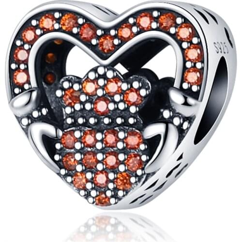 100% Real 925 Sterling Silver Heart Shine Beads&Charm Fit Original Pandora Bracelet&Bangle Making Fashion DIY Jewelry For Women
