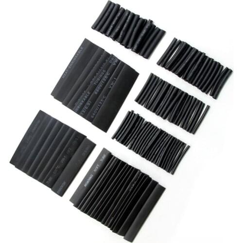 127Pcs 2:1 Black Weatherproof Heat Shrink Sleeving Tubing Tube Assortment Kit Electrical Connection Electrical Wire Wrap Cable