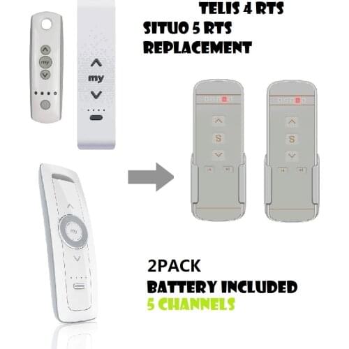2Pack Telis Situo 5 RTS Pure 433.42MHZ Remote Control Replacement
