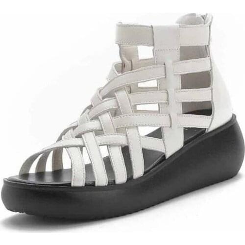 2021 New Summer Heighten Shoes Wedge Sandals Female Open Toe Sandals Casual Comfortable Genuine Leather Sandals Womens Sandals