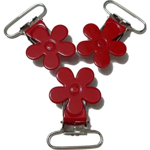 25pcs Red Color Plum Blossom Flower Suspender Clips