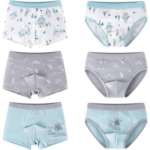 3Pcs/Lot Kids Underwear For Baby 50 Cotton Briefs Cartoon Print Underpants 3-16 Years Striped Toddler Boys Panties Child Brief