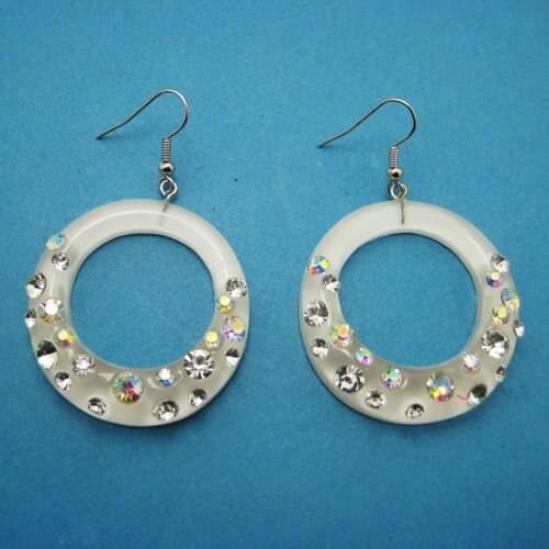 4cm Fashion Women Crystal Resin Hoop Earring Hook Type Assorted Colors