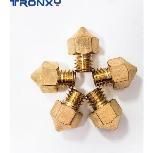 5pcs/lot 3D Printer Nozzles M6 0.2mm 0.3mm 0.4mm 0.5mm 1mm Part Copper for 1.75mm Filament M6 Threaded Brass 3D Printers Parts