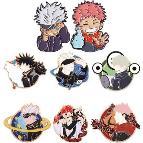 8 Styles Anime Jujutsu Kaisen Pins Brooch Gojo Satoru Fushiguro Megumi Itadori Yuji Figure Badge Brooches Jewelry
