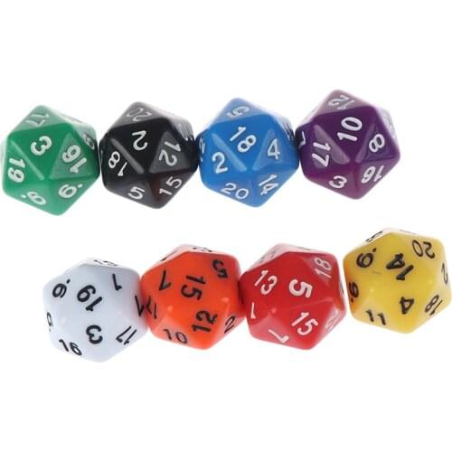 Acrylic Digital Dice Effect D20 Dice For Table Board Game 20 Sided Data Desktop Game Accessories For Board Game Rich Colors
