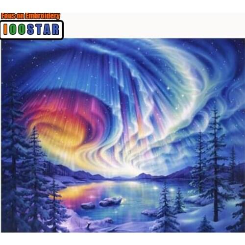 Diamond Painting Full Square Quite Starry Sky Scenery Diamond Painting Rhinestone 5D Night View Bead Work Handmade Landscape