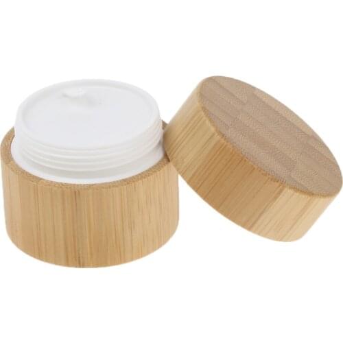 Bamboo Wooden Empty Cream Jar Pot Lip Balm Face Cream Container Jar Makeup Sample Box Bottle Portable Travel Use