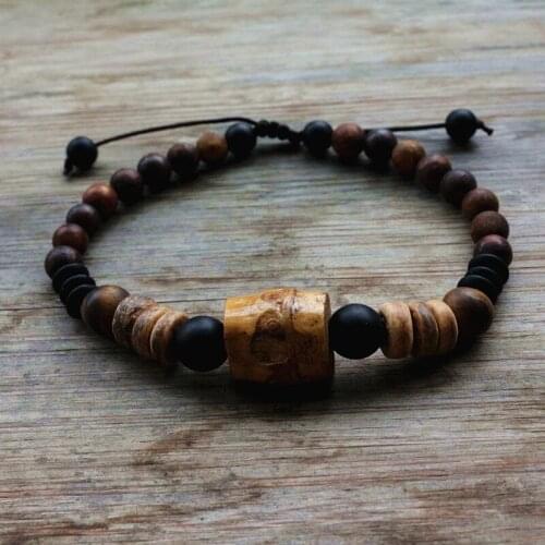 Handmade Natural pearls & wood bead tribal bracelet Dropshipping