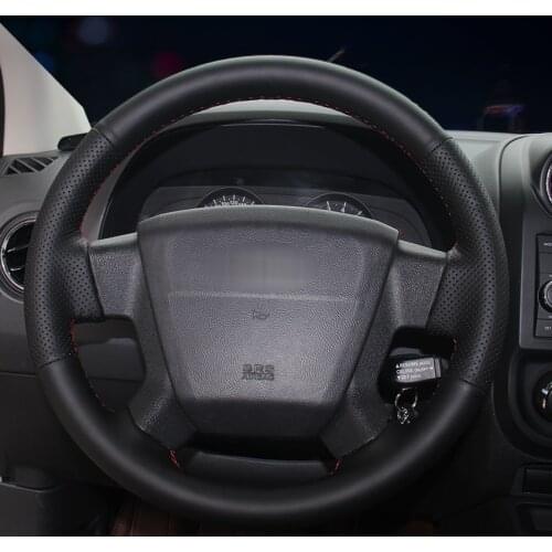 Handsewing Black Artificial Leather Steering Wheel Covers for Jeep Compass 2006 2007 2008 2010 Old Patriot 2007 2008 2009 2010