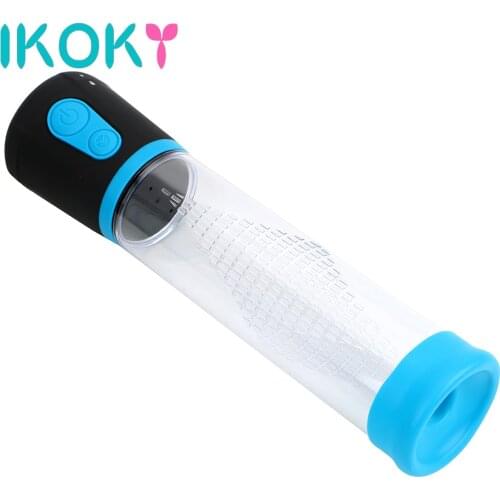 IKOKY Male Masturbation Electric Penis Pump Vacuum Pump Penis Enlargement 3 Mode Extender Sex Toys For Men Erection Training