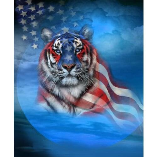 JMINE Div 5D american flag tiger star Full Diamond Painting cross stitch kits art High Quality Animal 3D paint by diamonds