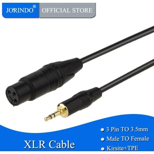 JORINDO 3.5mm (1/8 Inch) Stereo Male to XLR Female Cable, Gold Plated connector,Black