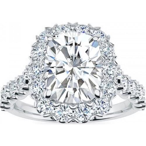 Classic four prong set square artificial gem lady ring super flash micro set diamond set ring lady Engagement Ring