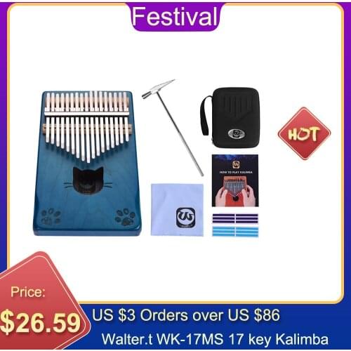 Walter.t WK-17MS 17 key Kalimba Thumb Piano Mbira Maple Wood with Carry Bag Tuning Hammer Cleaning Cloth Stickers Musical Gift