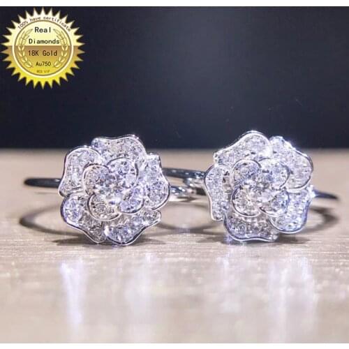 18k white gold Natural Real 0.2ct diamond ring Jewellery Engagement ring &Wedding ring H-M26