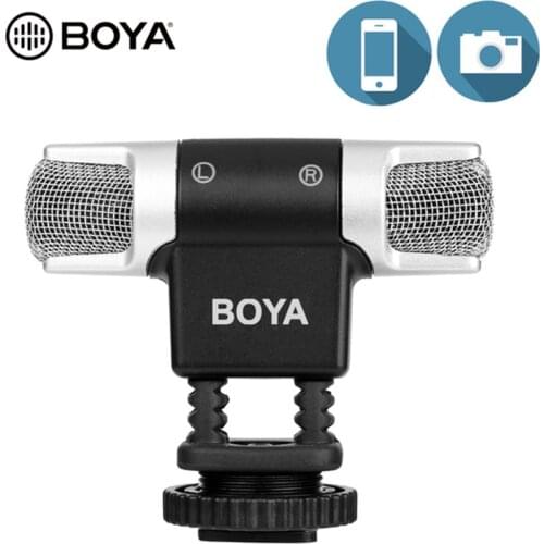 BOYA BY-MM3 Dual Head Stereo Recording Condenser Microphone for iPhone 8 Android Smartphone DSLR Camera DV Livestreaming Video