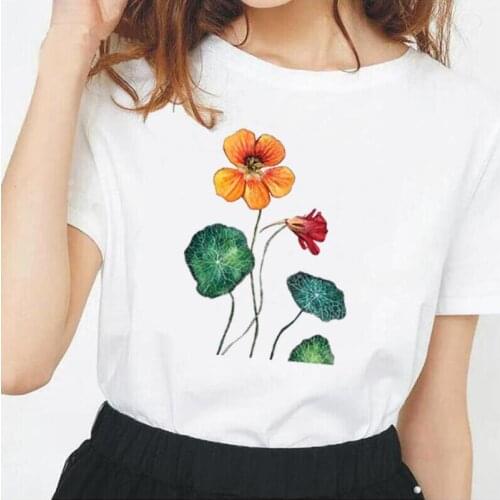 Summer Short Sleeve Funny T Shirt Women Tops Casual Plus Size Fashion Floral Print Harajuku Shirt Tee Shirt Femme Camiseta Mujer