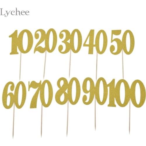 Lychee Life 1pc Years Birthday Cake Toppers Party Decorations Anniversary Cupcake Cake Decorating Supplies