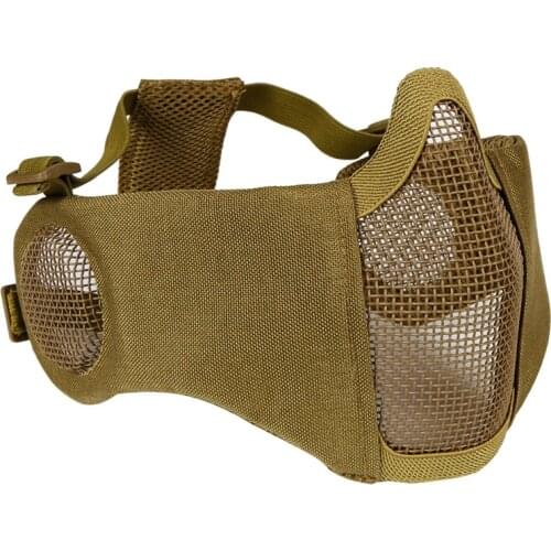 New Paintball Half Face Mask Low-carbon Steel Mesh Tactical CS Foldable Airsoft Mesh Mask with Ear Protection Hunting Accessorie