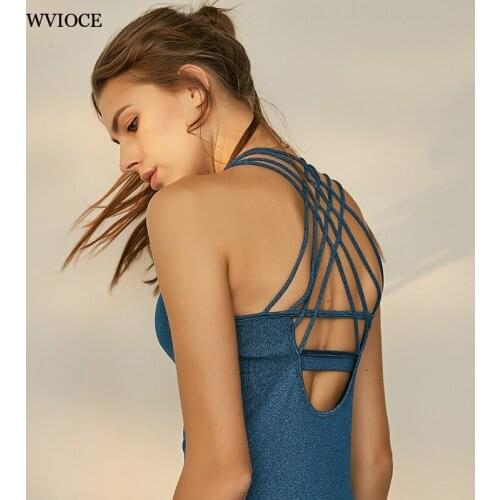 Women Fitness Yoga Top Sexy Back Cross Sleeveless Padded Sport T-Shirt Sports Gym Shirts Workout Running Quick Dry Tank Tops