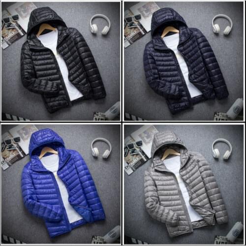 Hoodie Mens Packable Down Jacket Winter Hooded Puffer Outerwear Coat Ultralight