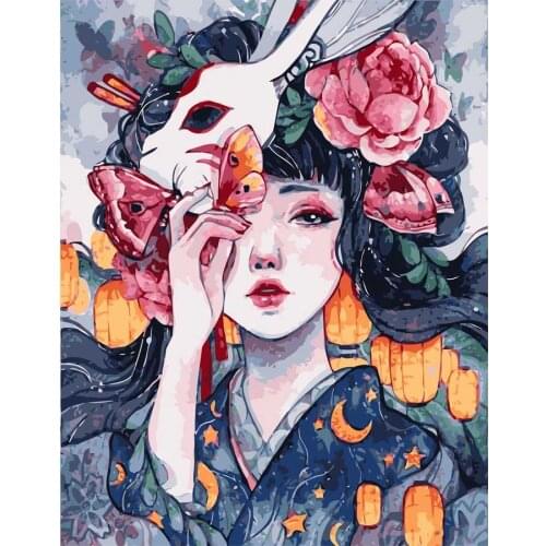 40x50cm Frameless Painting By Numbers Flower and Girl On Canvas Pictures By Numbers Home Decoration DIY Style