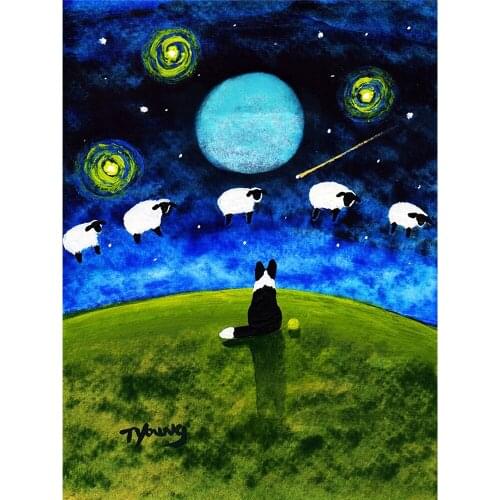 Animal Border Collie DIY 11CT Embroidery Cross Stitch Kits Needlework Craft Set Printed Canvas Cotton Thread Home Sale