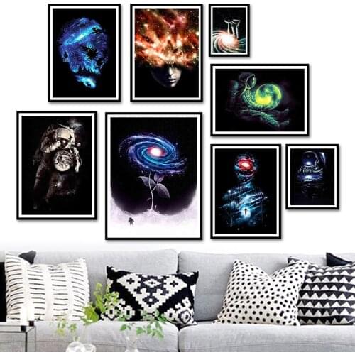 Galaxy Space Astronaut Mystic Universe Wall Art Canvas Painting Nordic Posters And Prints Wall Pictures For Living Room Decor