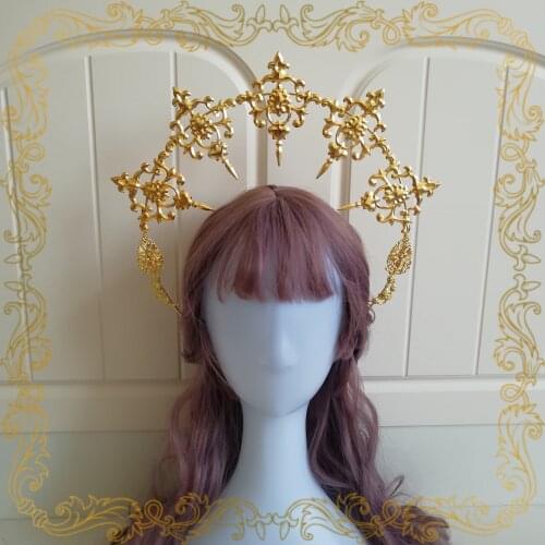 Original hand-made lolita Madonna halo headdress hair crown aperture tea party catwalk photo road