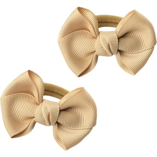 1Pair/2pcs 2.5" Ribbon Bows Hair Gum Headwear Hair Bows For Girl Rubber Band Elastic Bands