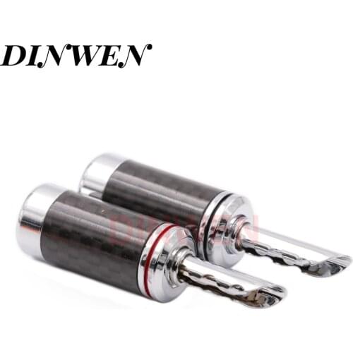 Rhodium Plated Tellurium Copper Speaker Banana Plug Connector Carbon Fiber Audio DIY AMP Terminal Connector Screw Lock 1pair
