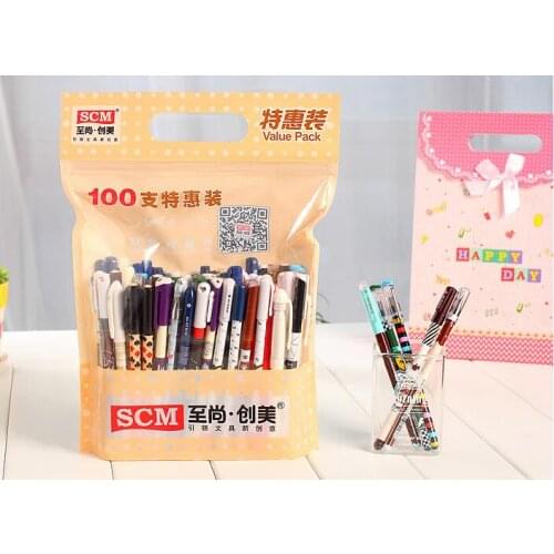 0.38mm 100pcs set black and blue gel pens Stationery cute students pen Gel Ink pen office supplies wholesale