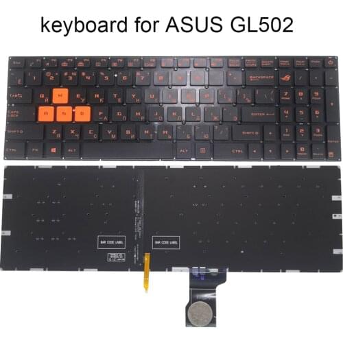 Russian backlit keyboard for ASUS ROG GL502 VT GL502VY GL502VM FX502 GL702 VS GL702VM RU gamers laptop keyboards Orange keycaps