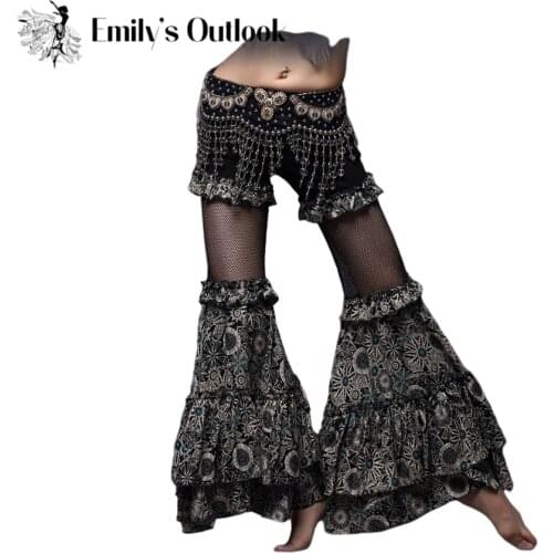 Tribal Dance Pants Zebra Stripes Bell-bottom Dance Pants Bellydance Costume Trousers M/L Black White Grey Free Shipping