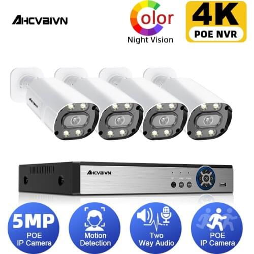5MP Ultra HD CCTV POE Camera Two-way Audio H.265 Kit 8CH NVR Outdoor Home Waterproof Video Security Surveillance System Kits