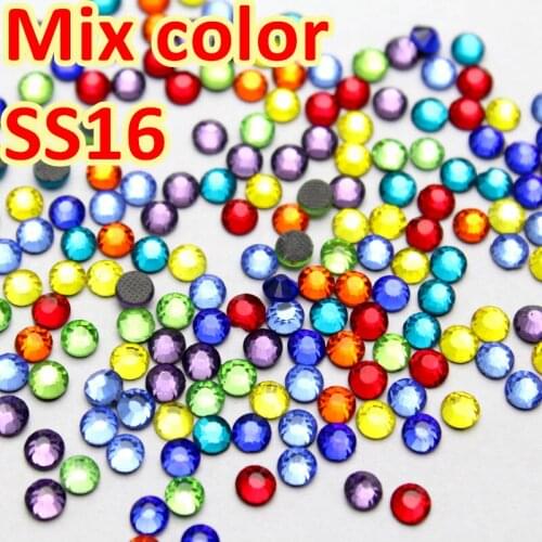 Mixed Colors ! SS16 3.8-4.0mm 1440pcs/Bag DMC HotFix FlatBack Rhinestones Hot Fix iron-on Garment Crystal Stones